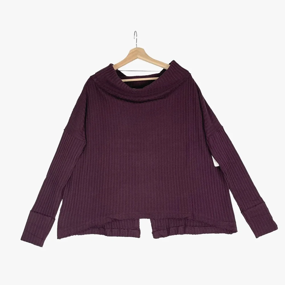 Free People Juicy Long Sleeves Top Sz M Split Back In Date Night Thermal Tunic